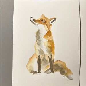 Hand painted Watercolor Fox Art painting. 
Picture